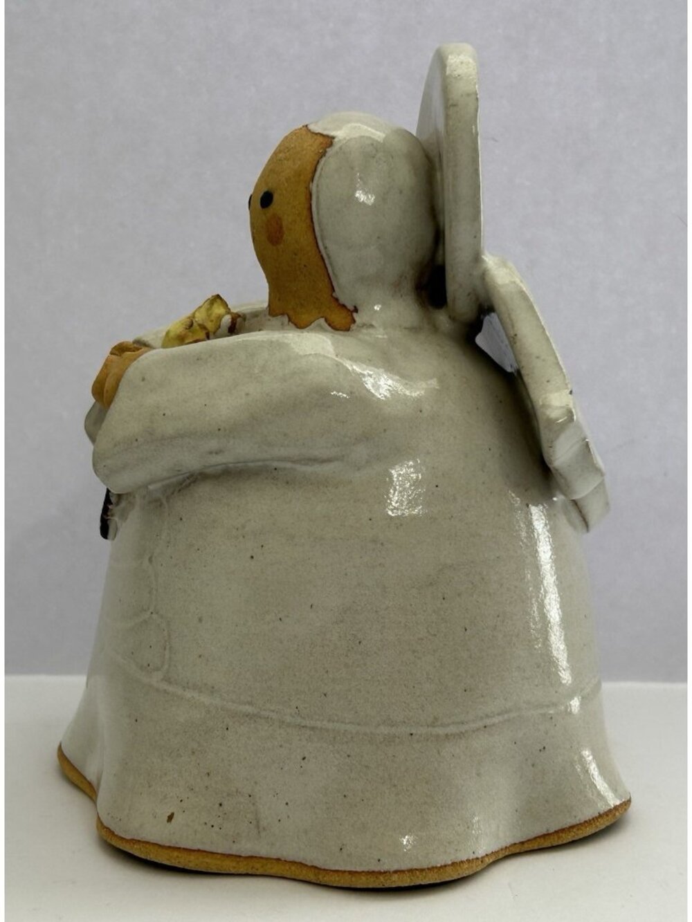 Pottery Angel Figurine Yellow Flowers Handmade Decorative Farmhouse Cottagecore - Picture 6 of 10
